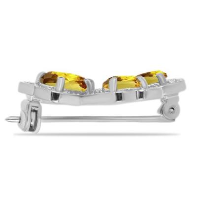 BUY BROOCH WITH NATURAL CITRINE GEMSTONE IN 925 SILVER